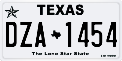 TX license plate DZA1454