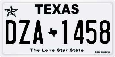 TX license plate DZA1458