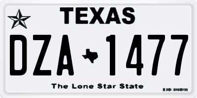 TX license plate DZA1477