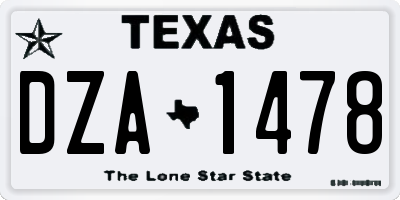 TX license plate DZA1478