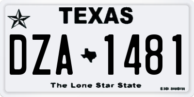 TX license plate DZA1481