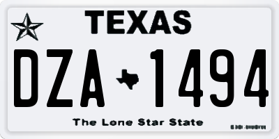 TX license plate DZA1494