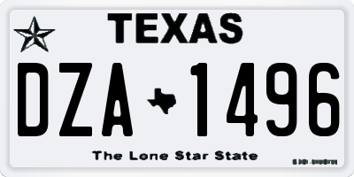 TX license plate DZA1496