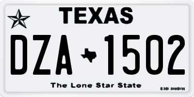 TX license plate DZA1502