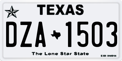 TX license plate DZA1503