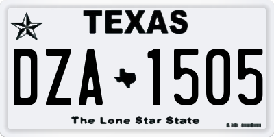 TX license plate DZA1505
