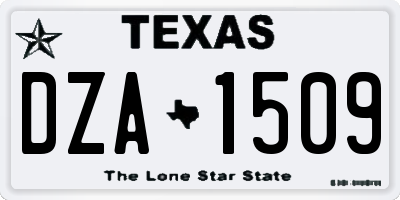 TX license plate DZA1509
