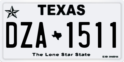 TX license plate DZA1511