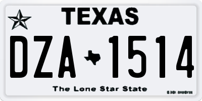 TX license plate DZA1514