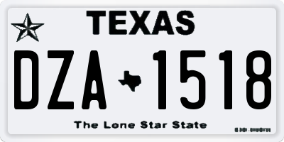 TX license plate DZA1518