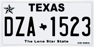 TX license plate DZA1523