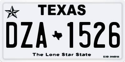 TX license plate DZA1526