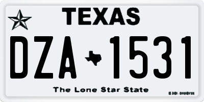 TX license plate DZA1531