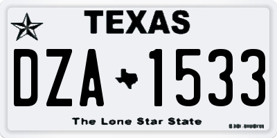 TX license plate DZA1533
