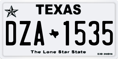 TX license plate DZA1535