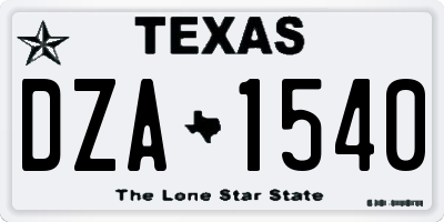 TX license plate DZA1540