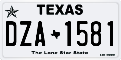 TX license plate DZA1581