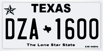 TX license plate DZA1600