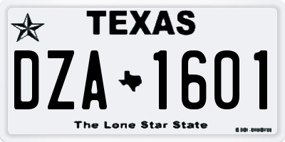 TX license plate DZA1601