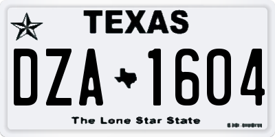 TX license plate DZA1604