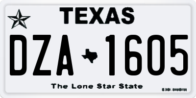 TX license plate DZA1605
