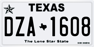 TX license plate DZA1608