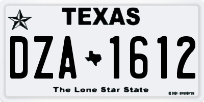 TX license plate DZA1612