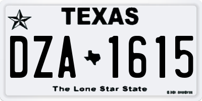 TX license plate DZA1615