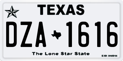 TX license plate DZA1616