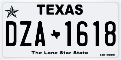 TX license plate DZA1618