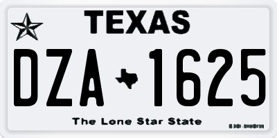 TX license plate DZA1625