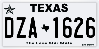 TX license plate DZA1626