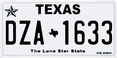 TX license plate DZA1633