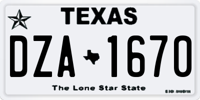 TX license plate DZA1670