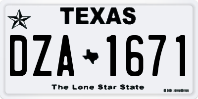 TX license plate DZA1671