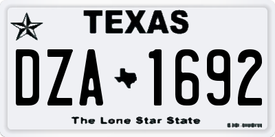 TX license plate DZA1692