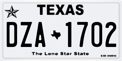 TX license plate DZA1702