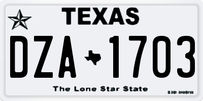 TX license plate DZA1703