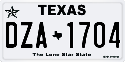 TX license plate DZA1704