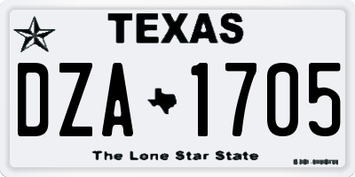 TX license plate DZA1705
