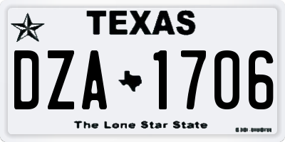 TX license plate DZA1706