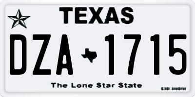 TX license plate DZA1715