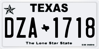 TX license plate DZA1718