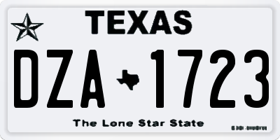 TX license plate DZA1723