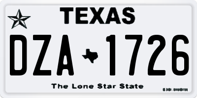TX license plate DZA1726