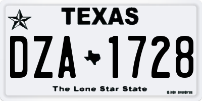 TX license plate DZA1728