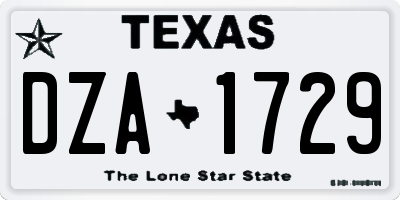 TX license plate DZA1729