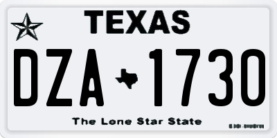 TX license plate DZA1730