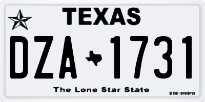 TX license plate DZA1731
