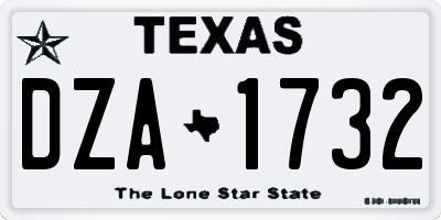 TX license plate DZA1732